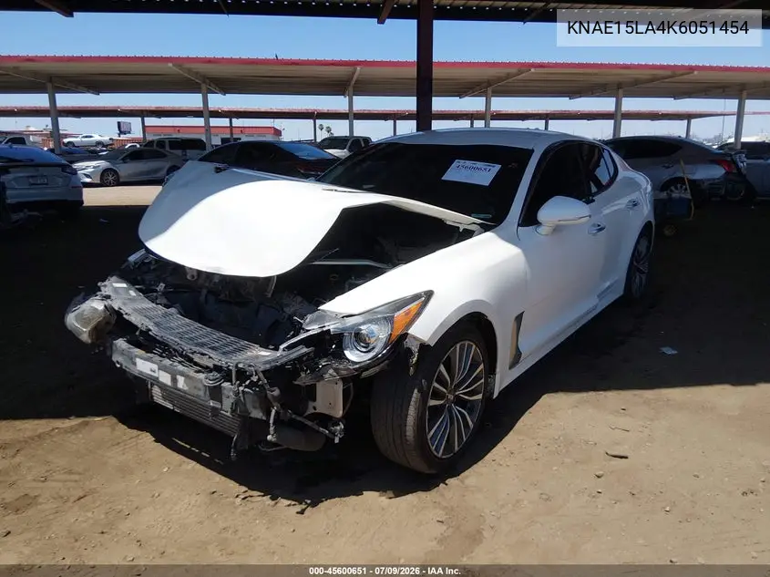2019 Kia Stinger VIN: KNAE15LA4K6051454 Lot: 45600651