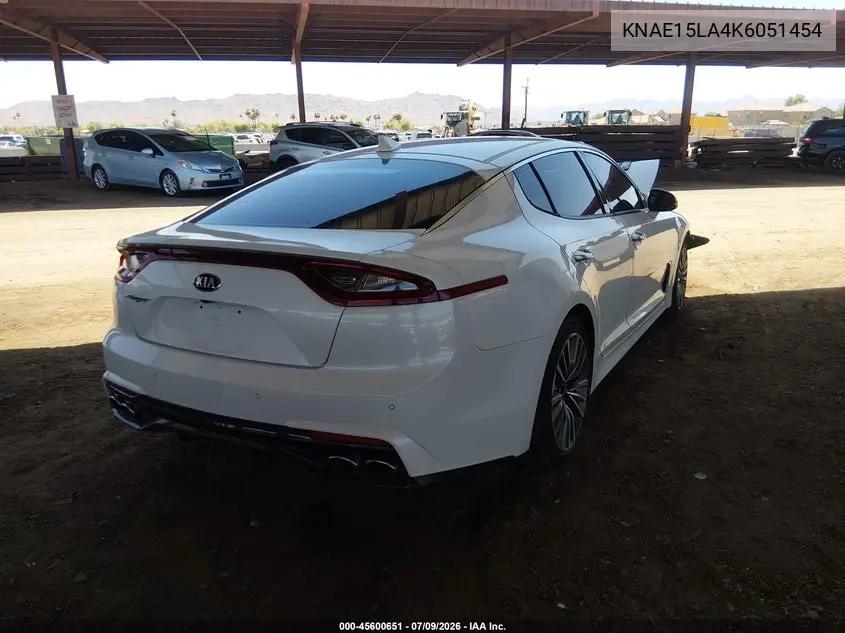 2019 Kia Stinger VIN: KNAE15LA4K6051454 Lot: 45600651