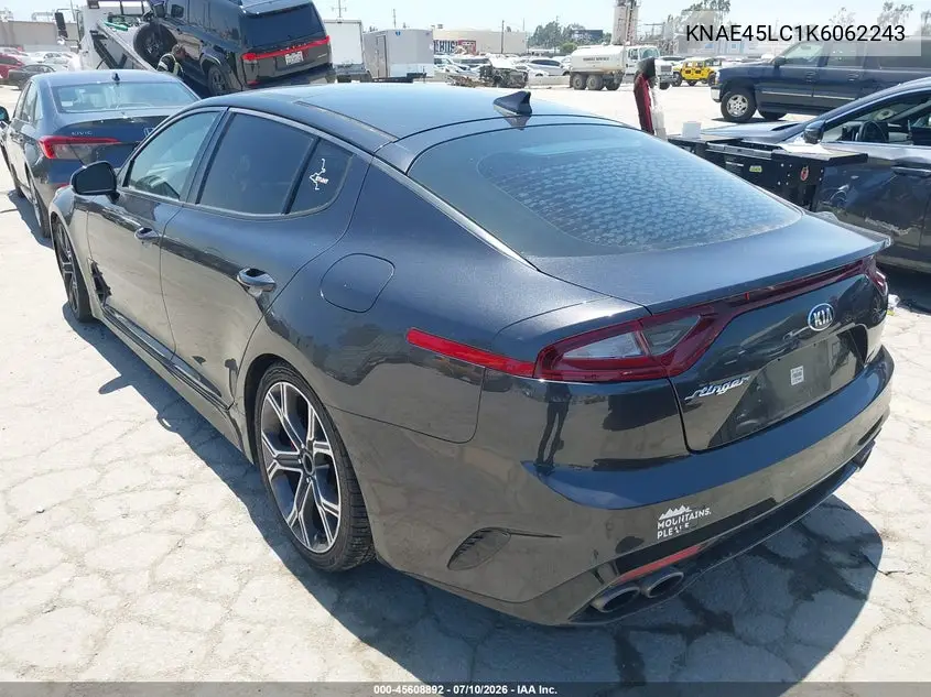 2019 Kia Stinger Gt1 VIN: KNAE45LC1K6062243 Lot: 45608892