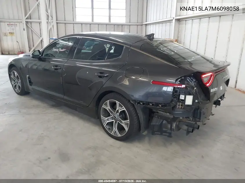 2021 Kia Stinger Gt-Line VIN: KNAE15LA7M6098058 Lot: 45494597