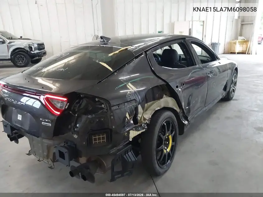 2021 Kia Stinger Gt-Line VIN: KNAE15LA7M6098058 Lot: 45494597