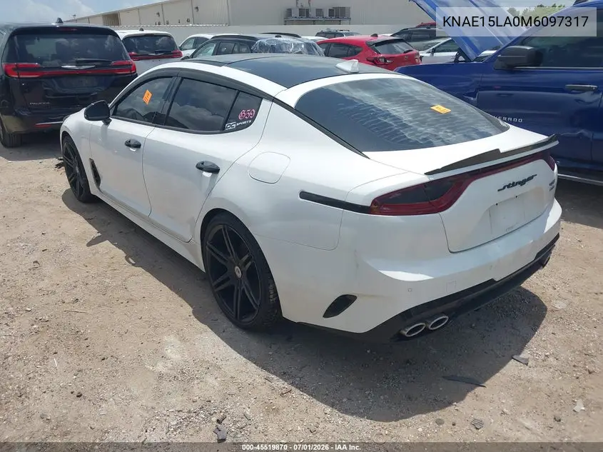 2021 Kia Stinger Gt-Line VIN: KNAE15LA0M6097317 Lot: 45519870