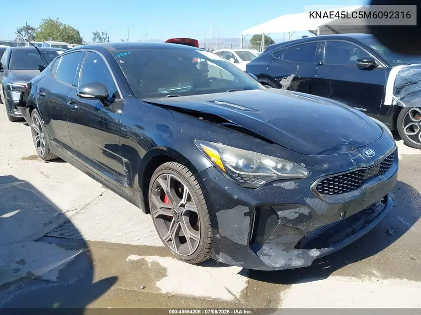 2021 Kia Stinger Gt1 VIN: KNAE45LC5M6092316 Lot: 45554206