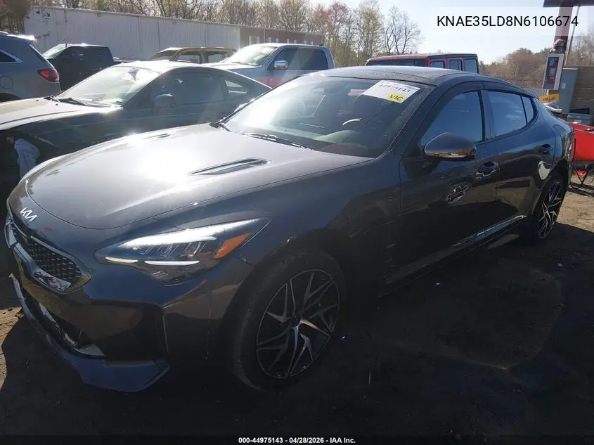 2022 Kia Stinger Gt-Line VIN: KNAE35LD8N6106674 Lot: 44975143