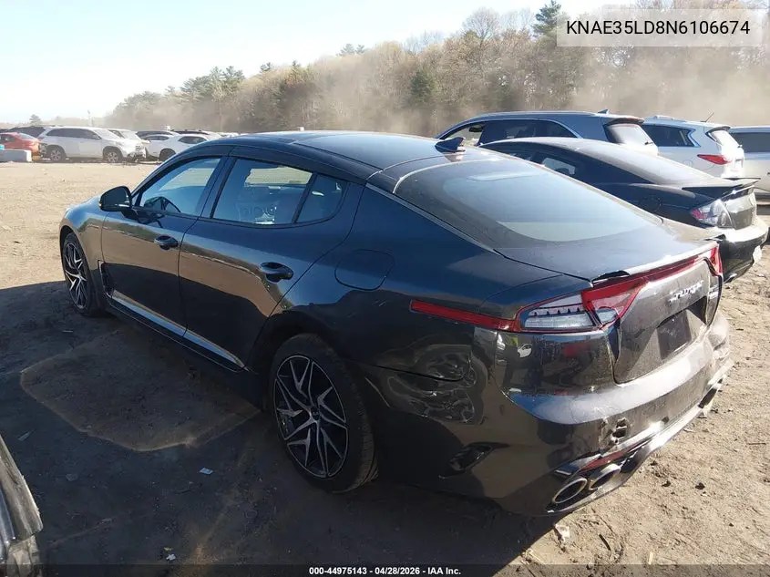 2022 Kia Stinger Gt-Line VIN: KNAE35LD8N6106674 Lot: 44975143