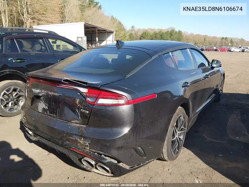 2022 Kia Stinger Gt-Line VIN: KNAE35LD8N6106674 Lot: 44975143