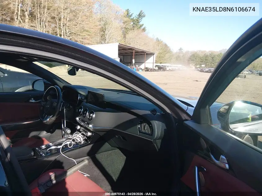 2022 Kia Stinger Gt-Line VIN: KNAE35LD8N6106674 Lot: 44975143