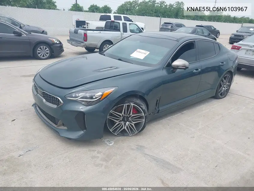 2022 Kia Stinger Gt2 VIN: KNAE55LC6N6103967 Lot: 45054530