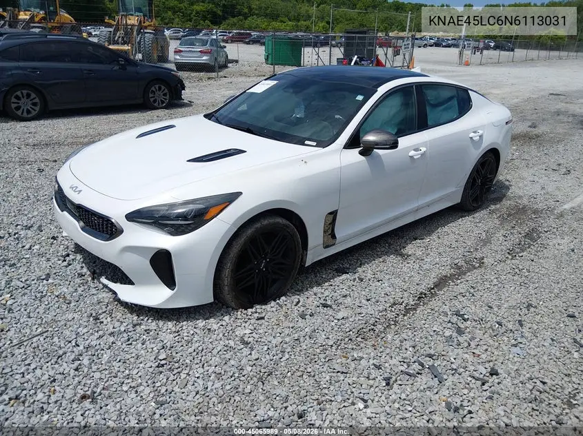 2022 Kia Stinger Gt1 VIN: KNAE45LC6N6113031 Lot: 45065989