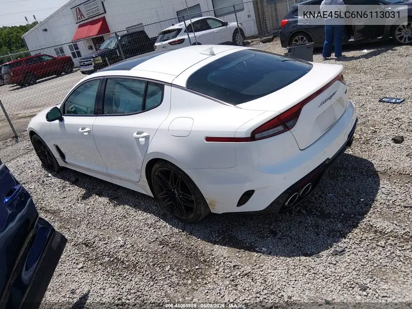 2022 Kia Stinger Gt1 VIN: KNAE45LC6N6113031 Lot: 45065989