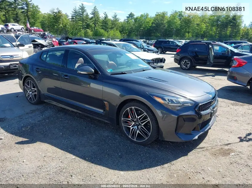 2022 Kia Stinger Gt1 VIN: KNAE45LC8N6108381 Lot: 45246333