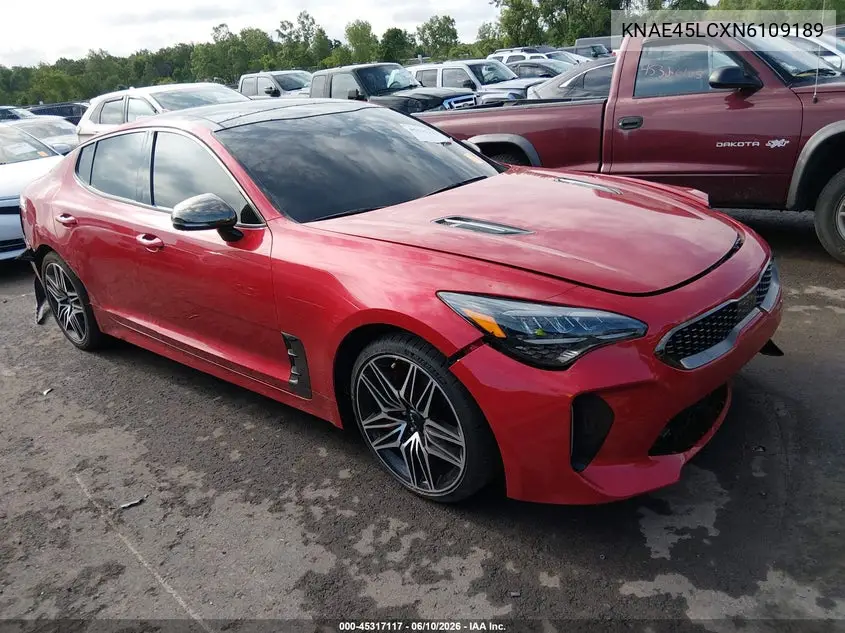 2022 Kia Stinger Gt1 VIN: KNAE45LCXN6109189 Lot: 45317117
