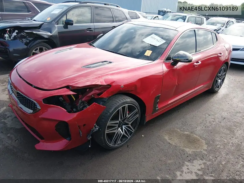 2022 Kia Stinger Gt1 VIN: KNAE45LCXN6109189 Lot: 45317117