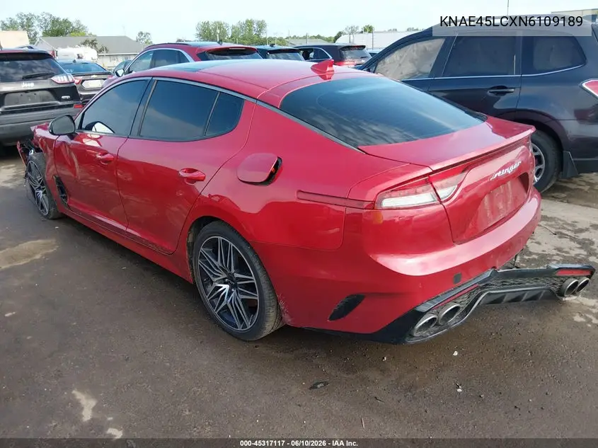 2022 Kia Stinger Gt1 VIN: KNAE45LCXN6109189 Lot: 45317117