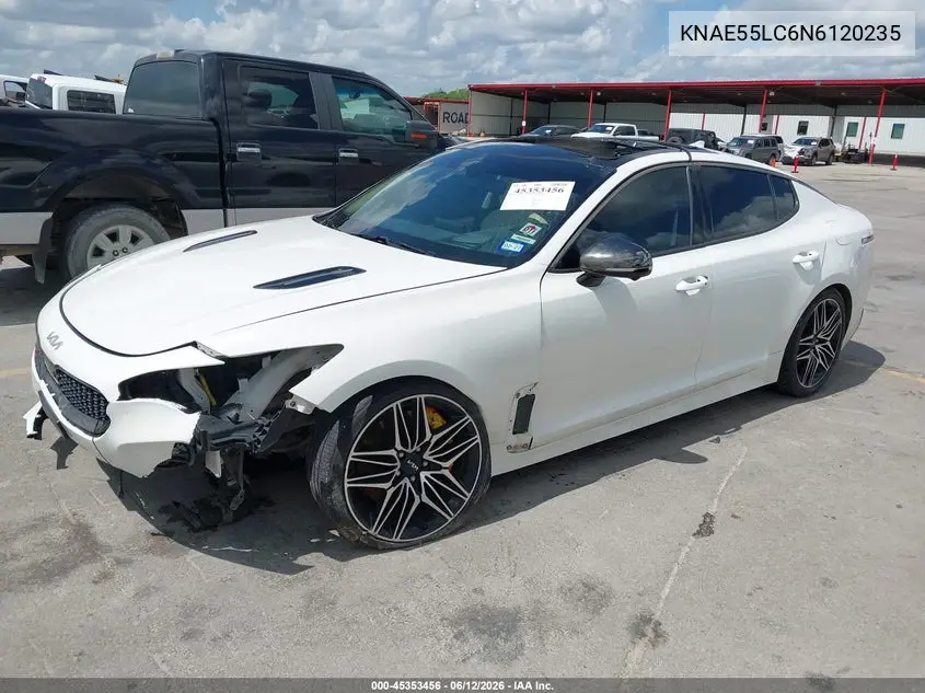 2022 Kia Stinger Gt2 VIN: KNAE55LC6N6120235 Lot: 45353456