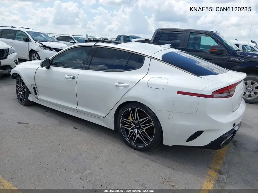 2022 Kia Stinger Gt2 VIN: KNAE55LC6N6120235 Lot: 45353456