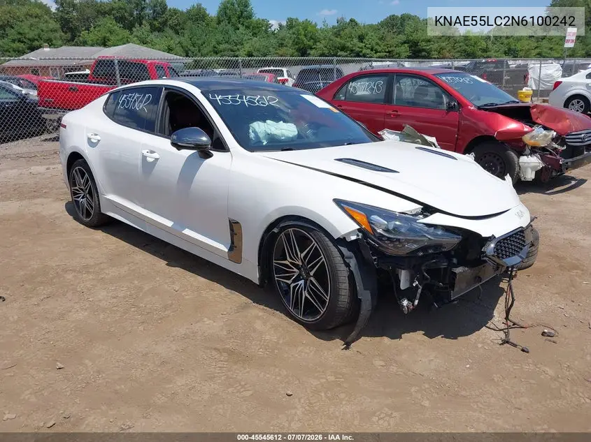 2022 Kia Stinger Gt2 VIN: KNAE55LC2N6100242 Lot: 45545612