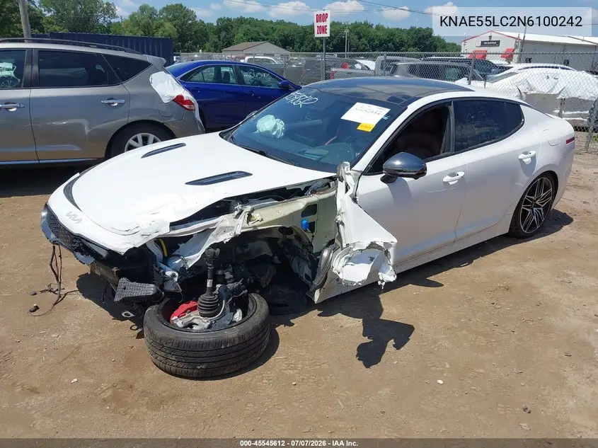 2022 Kia Stinger Gt2 VIN: KNAE55LC2N6100242 Lot: 45545612