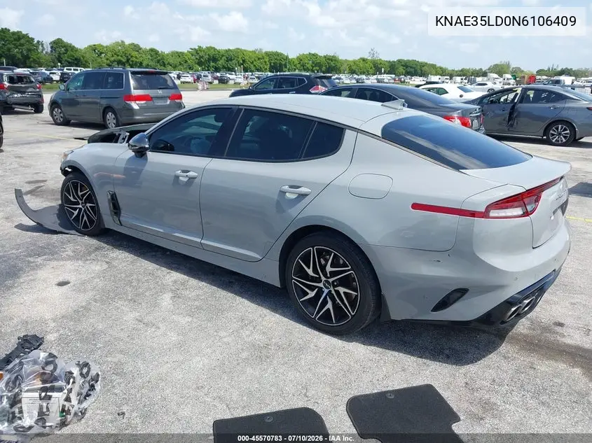 2022 Kia Stinger Gt-Line VIN: KNAE35LD0N6106409 Lot: 45570783