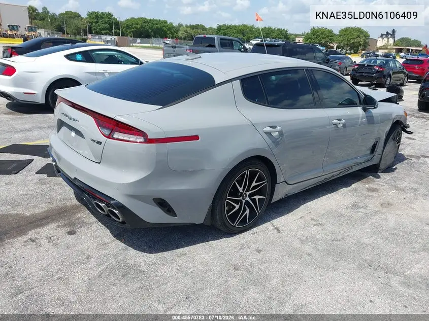 2022 Kia Stinger Gt-Line VIN: KNAE35LD0N6106409 Lot: 45570783