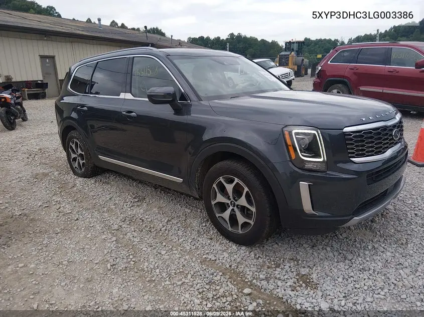 2020 Kia Telluride Ex VIN: 5XYP3DHC3LG003386 Lot: 45311528