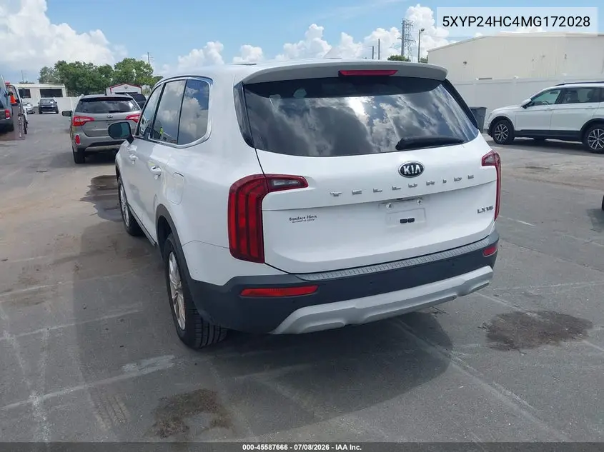 2021 Kia Telluride Lx VIN: 5XYP24HC4MG172028 Lot: 45587666