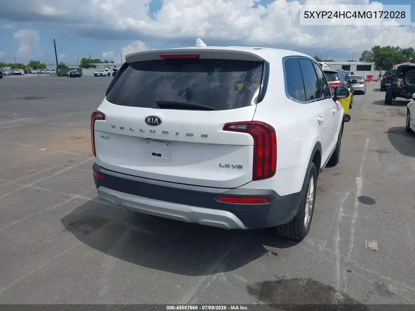 2021 Kia Telluride Lx VIN: 5XYP24HC4MG172028 Lot: 45587666