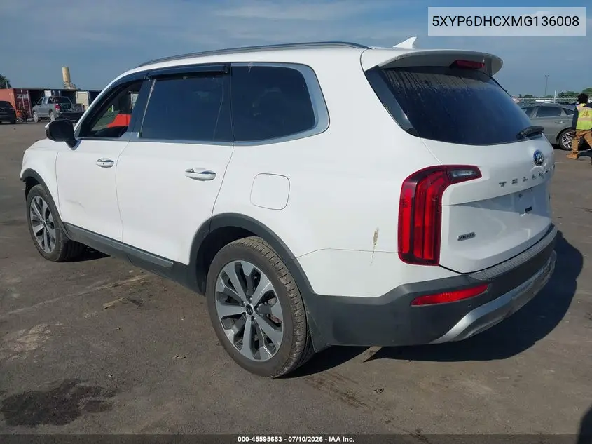 2021 Kia Telluride S VIN: 5XYP6DHCXMG136008 Lot: 45595653