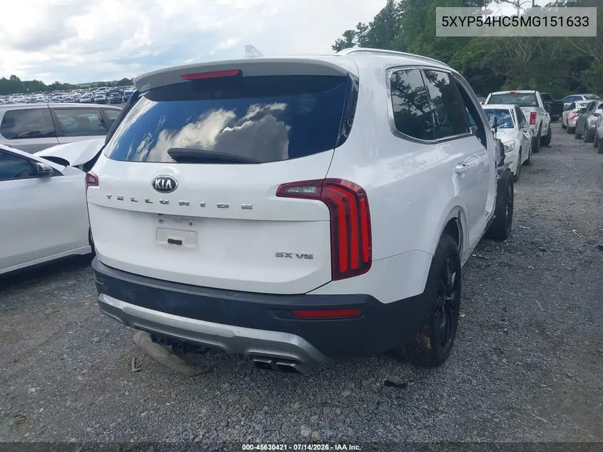 2021 Kia Telluride Sx VIN: 5XYP54HC5MG151633 Lot: 45630421