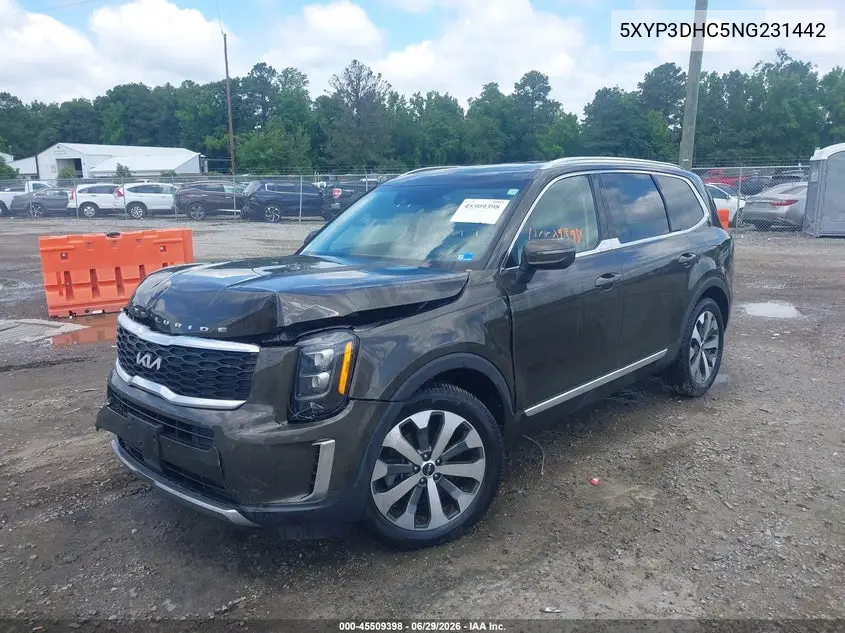 2022 Kia Telluride Ex VIN: 5XYP3DHC5NG231442 Lot: 45509398