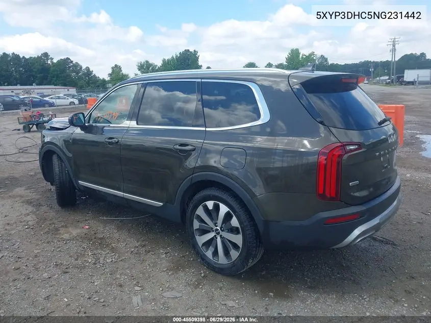 2022 Kia Telluride Ex VIN: 5XYP3DHC5NG231442 Lot: 45509398