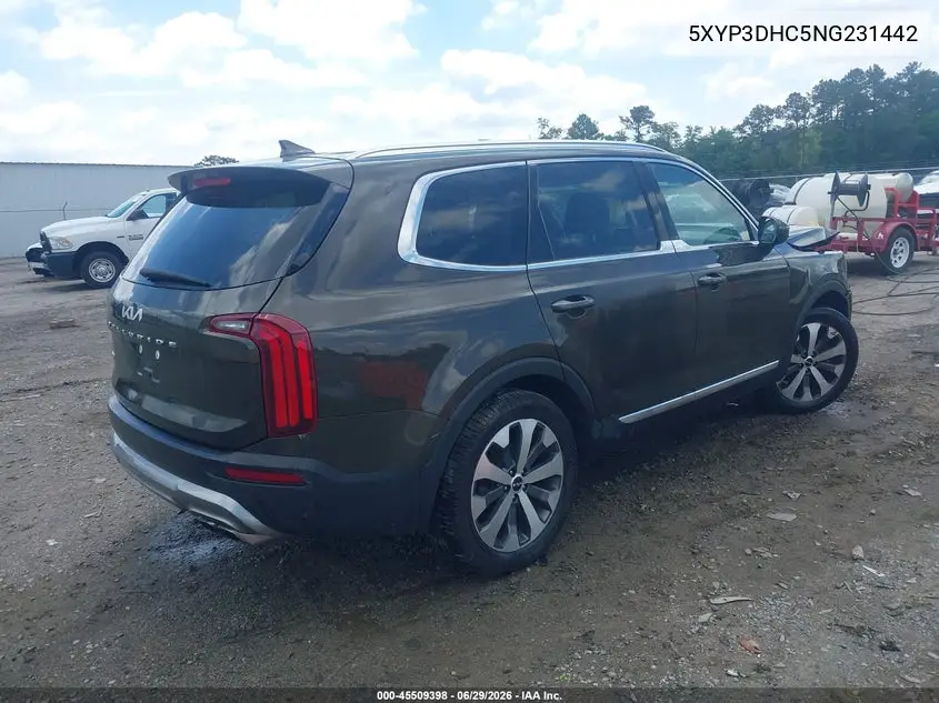 2022 Kia Telluride Ex VIN: 5XYP3DHC5NG231442 Lot: 45509398