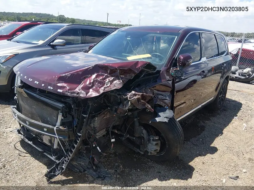 2022 Kia Telluride Lx VIN: 5XYP2DHC3NG203805 Lot: 45517767