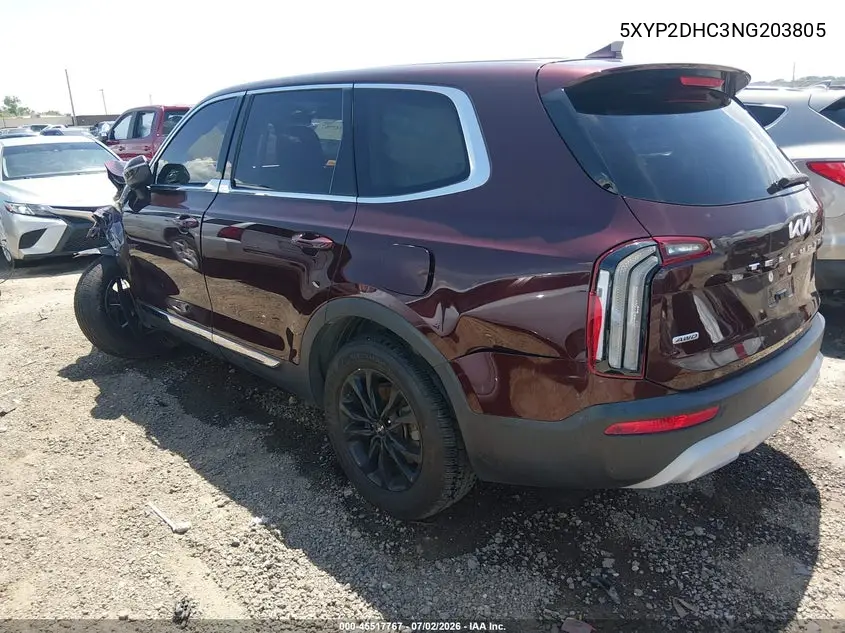 2022 Kia Telluride Lx VIN: 5XYP2DHC3NG203805 Lot: 45517767