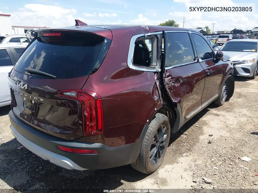 2022 Kia Telluride Lx VIN: 5XYP2DHC3NG203805 Lot: 45517767