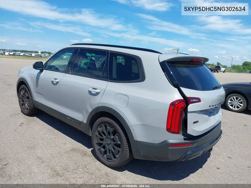 2022 Kia Telluride Sx VIN: 5XYP5DHC5NG302634 Lot: 45588267
