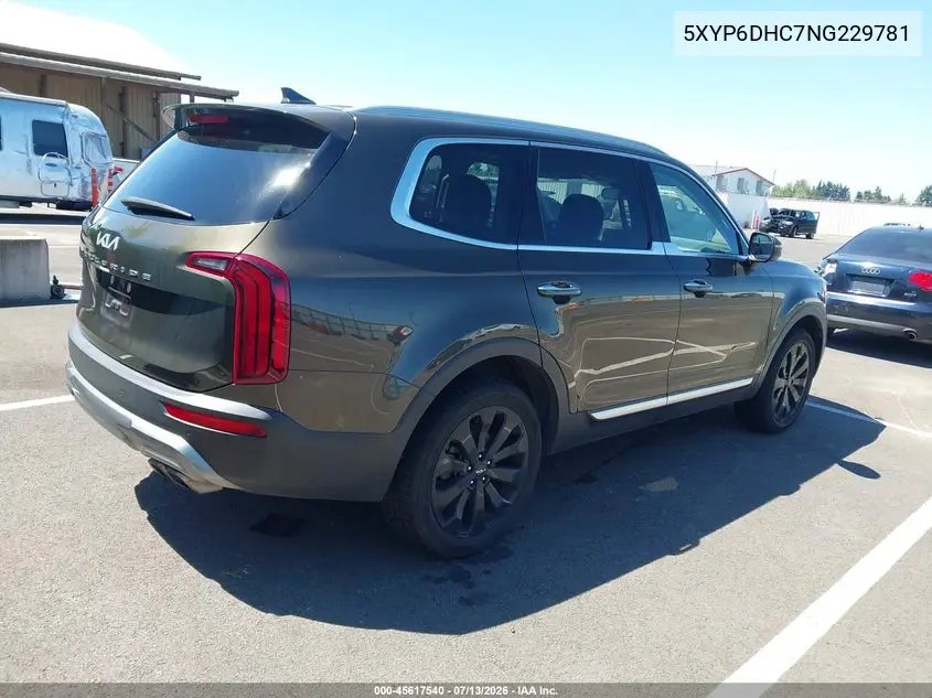2022 Kia Telluride S VIN: 5XYP6DHC7NG229781 Lot: 45617540