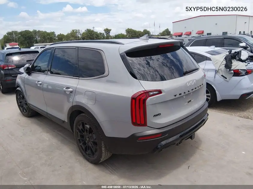 2022 Kia Telluride Sx VIN: 5XYP5DHC5NG230026 Lot: 45618058