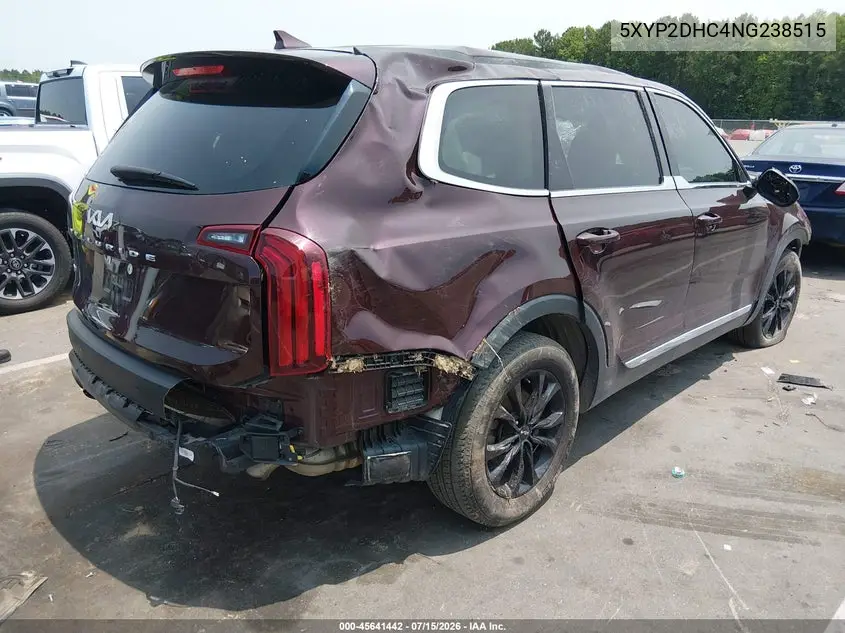 2022 Kia Telluride Lx VIN: 5XYP2DHC4NG238515 Lot: 45641442