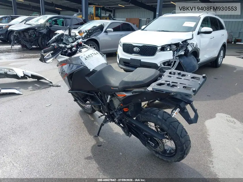 2015 Ktm 1190 Adventure VIN: VBKV19408FM930553 Lot: 45527642