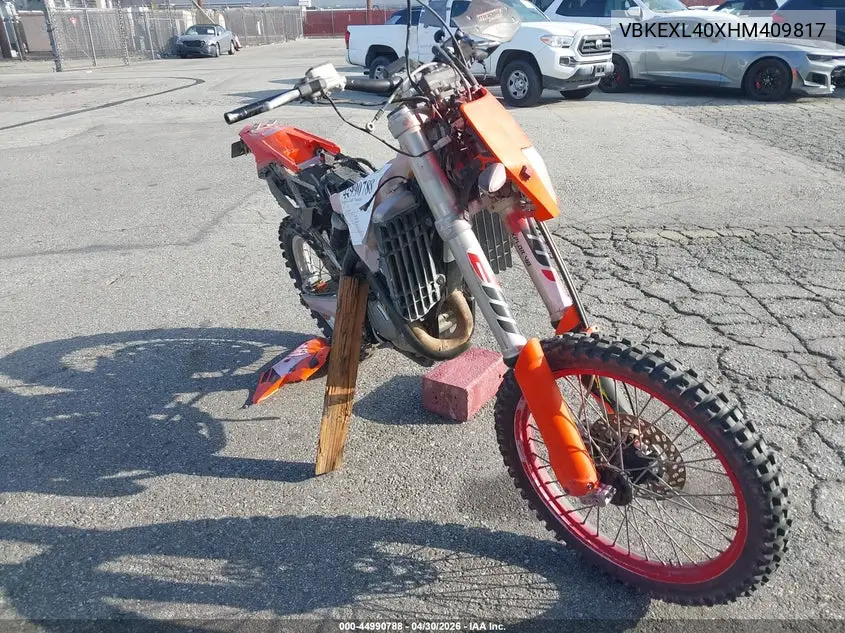 2017 Ktm 500 Exc-F VIN: VBKEXL40XHM409817 Lot: 44990788