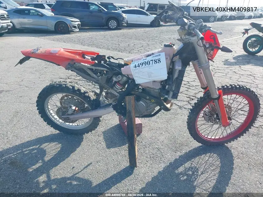 2017 Ktm 500 Exc-F VIN: VBKEXL40XHM409817 Lot: 44990788