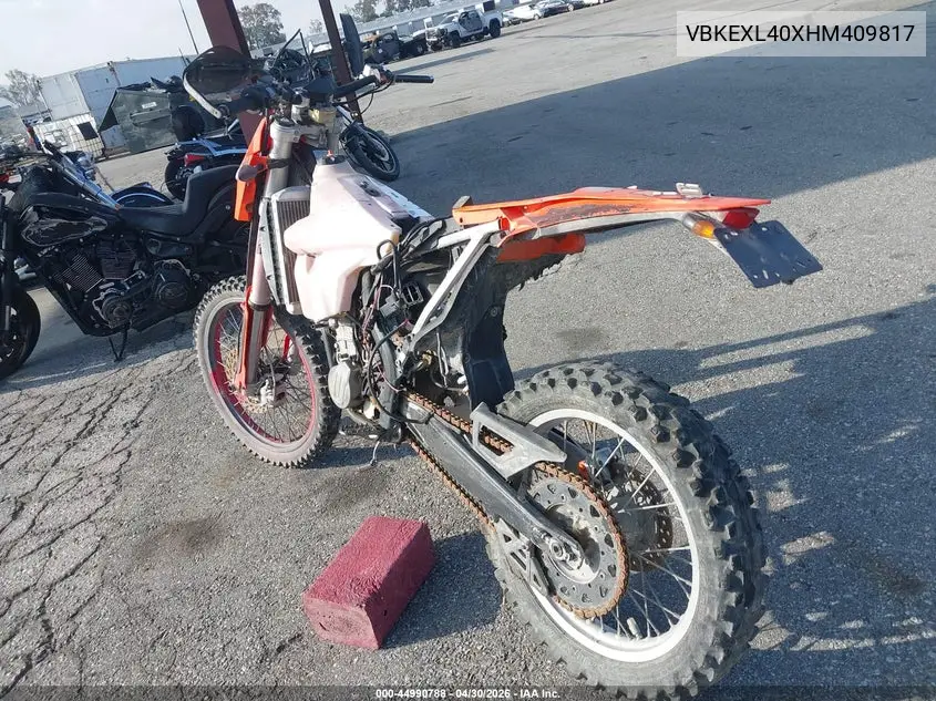 2017 Ktm 500 Exc-F VIN: VBKEXL40XHM409817 Lot: 44990788