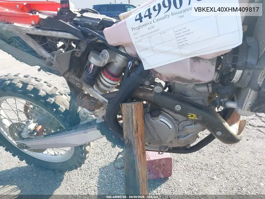 2017 Ktm 500 Exc-F VIN: VBKEXL40XHM409817 Lot: 44990788