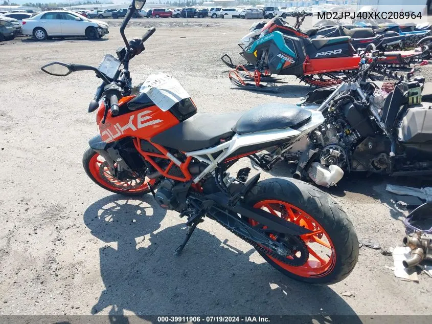 2019 Ktm 390 Duke VIN: MD2JPJ40XKC208964 Lot: 39911906
