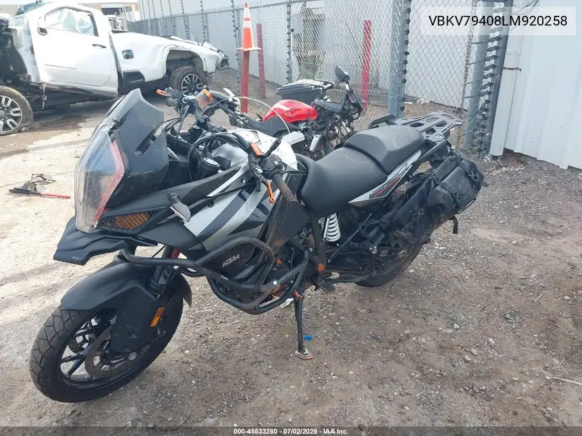 2020 Ktm 1290 Super Adventure S VIN: VBKV79408LM920258 Lot: 45533280