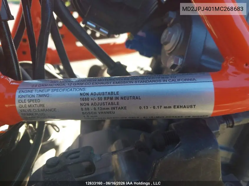 2021 Ktm 390 Duke VIN: MD2JPJ401MC268683 Lot: 12633160