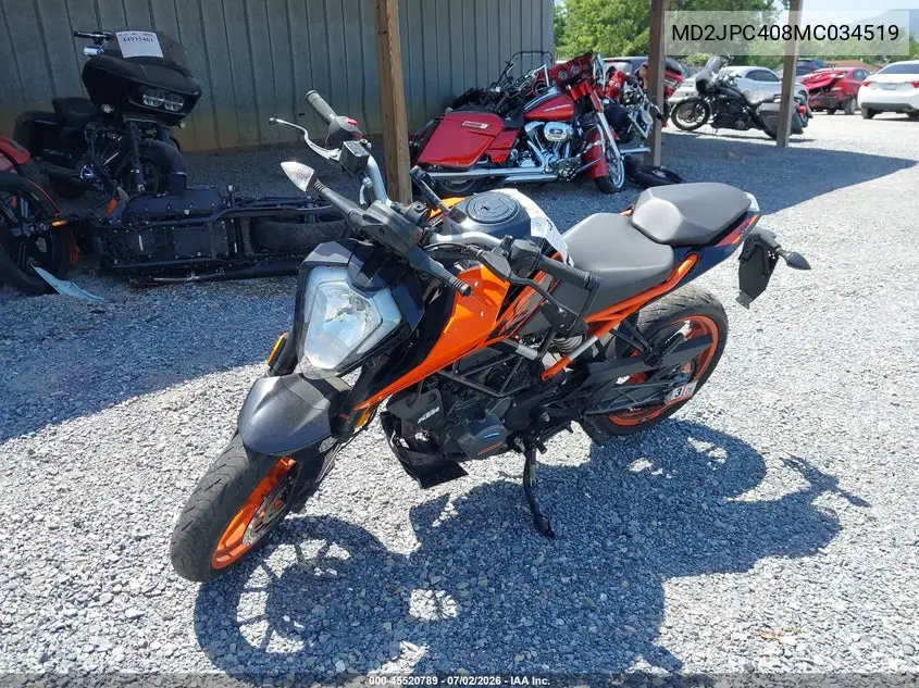2021 Ktm 200 Duke VIN: MD2JPC408MC034519 Lot: 45520789