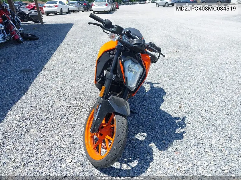 2021 Ktm 200 Duke VIN: MD2JPC408MC034519 Lot: 45520789