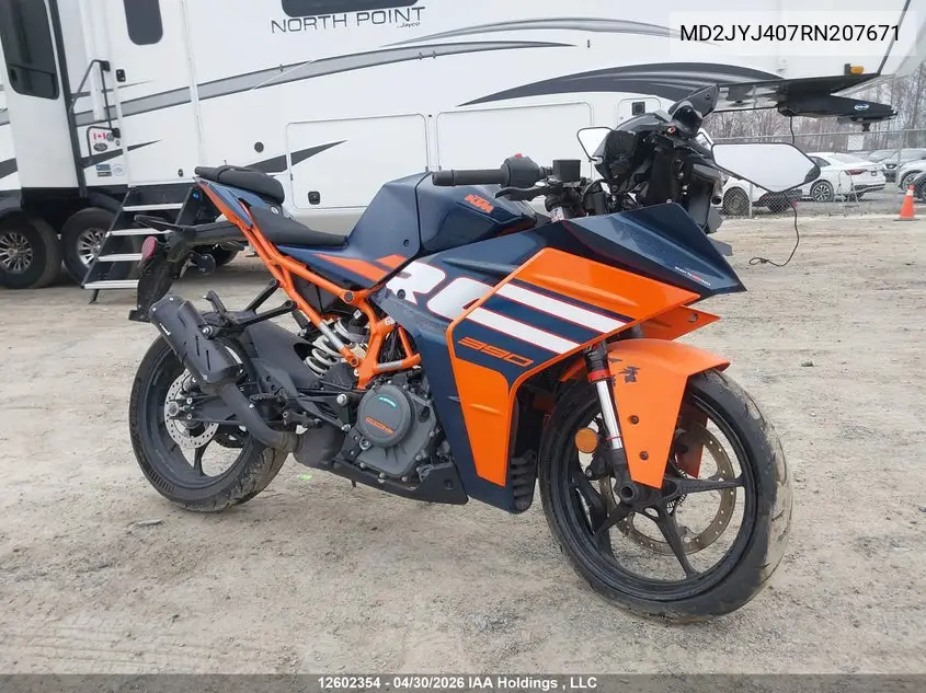 2024 Ktm Rc 390 VIN: MD2JYJ407RN207671 Lot: 12602354